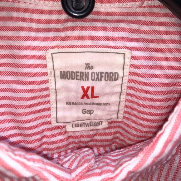 Gap Modern Oxford Button Down, Coral Pinstripe XL - Picture 7 of 9